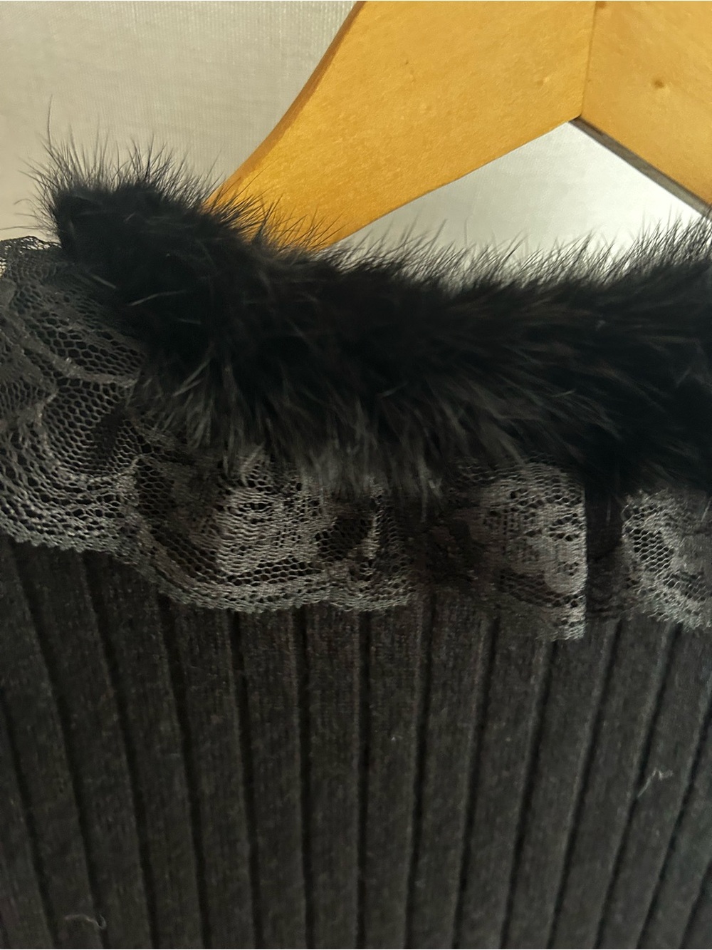 Vtg Knits Lace Sequins Fur Cardigan Sweater XL Linen Blend Whimsigoth Witchy - Picture 9 of 16